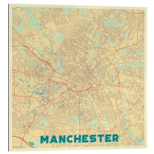 Galleritryk Manchester Map Retro