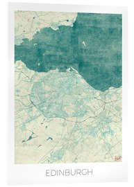 Akrylglastavla Edinburgh Map Blue