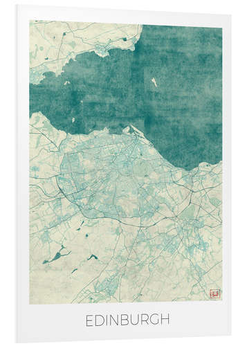 Foam board print Edinburgh Map Blue