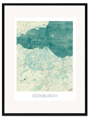 Framed art print Edinburgh Map Blue