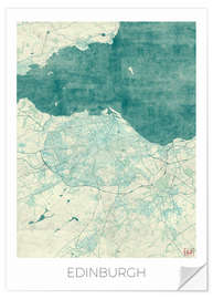 Wall sticker Edinburgh Map Blue