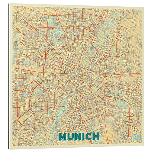 Aluminium print Munich Map Retro