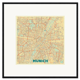 Impresión de arte enmarcada Munich Map Retro