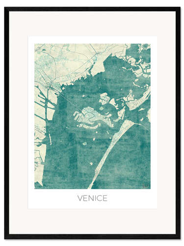 Framed art print Venice Map Blue