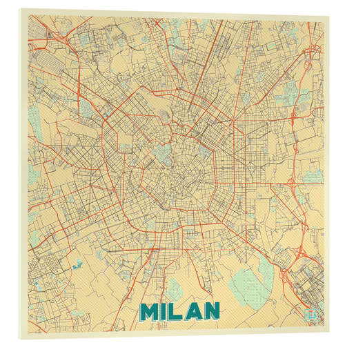 Akryylilasitaulu Milan Map Retro