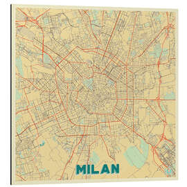 Magnettafel Karte von Mailand, Retro