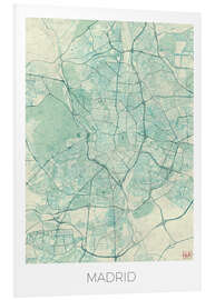 Foam board print Map of Madrid, blue