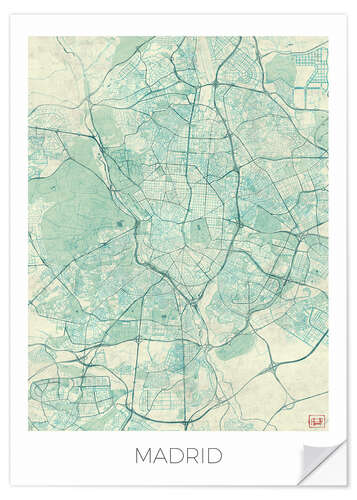 Wall sticker Map of Madrid, blue