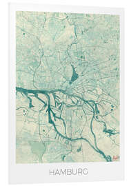 Foam board print Hamburg, Germany map blue