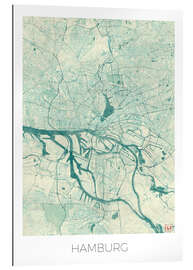 Gallery print Hamburg, Germany map blue