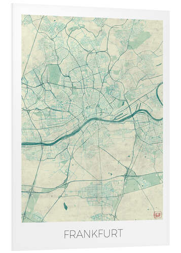 Foam board print Frankfurt, Germany Map Blue