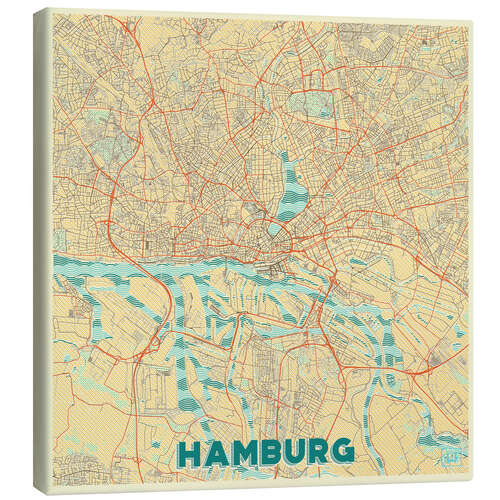 Quadro em tela Mapa vintage de Hamburgo