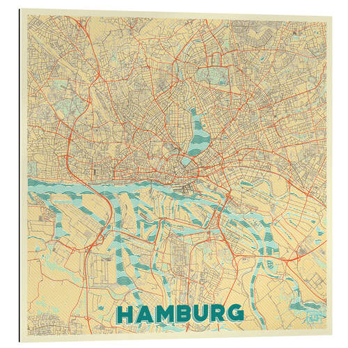 Gallery print Hamburg, Germany Map Retro