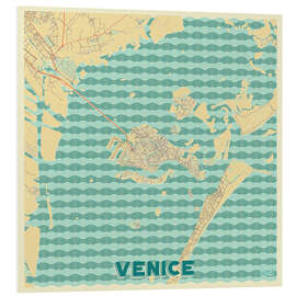 Foam board print Venice, Italy Map Retro