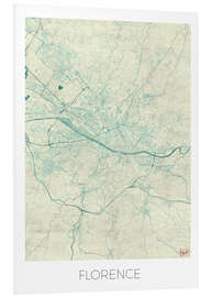 Foam board print Florence, Italy Map Blue