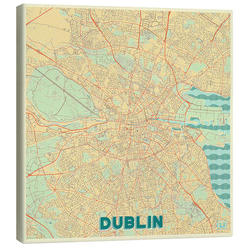 Canvas print Dublin, Ireland Map Retro