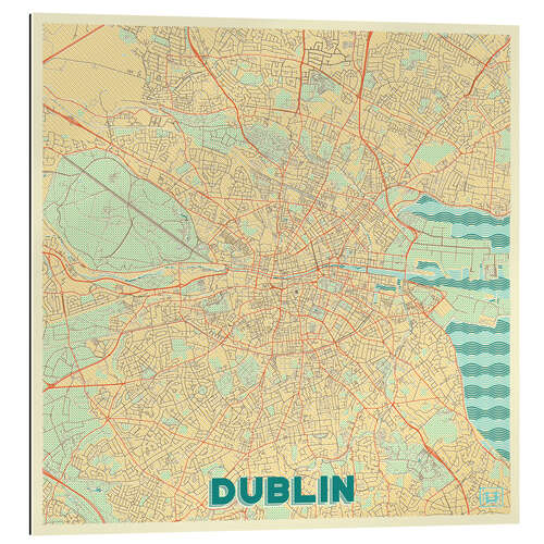 Gallery print Dublin, Ireland Map Retro