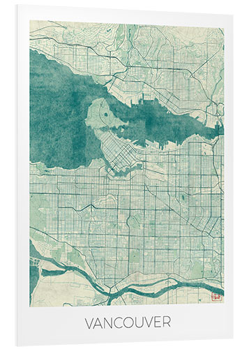 Foam board print Vancouver, Canada Map Blue