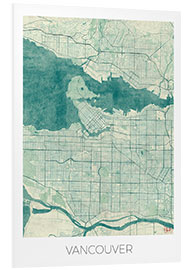 Foam board print Vancouver, Canada Map Blue