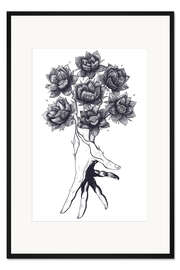 Gerahmter Kunstdruck Hand mit Lotusblüten