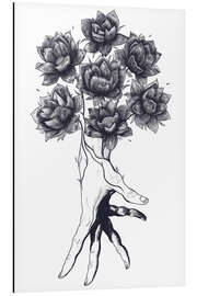 Magnettafel Hand mit Lotusblüten