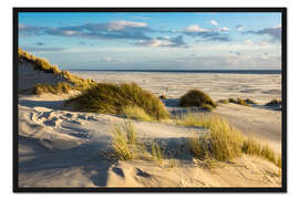 Gerahmter Kunstdruck Landschaft mit Dünen auf der Nordseeinsel Amrum