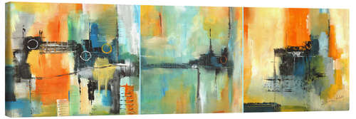 Canvas print Triptychon Gelb/Blau