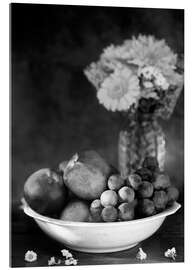 Akryylilasitaulu Still life with apples and grapes noir