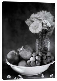 Canvas print Still life with apples and grapes noir