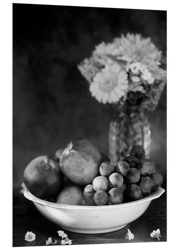 Foam board print Still life with apples and grapes noir