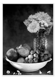 Wall print  Still life with apples and grapes noir - K&amp;L Food Style