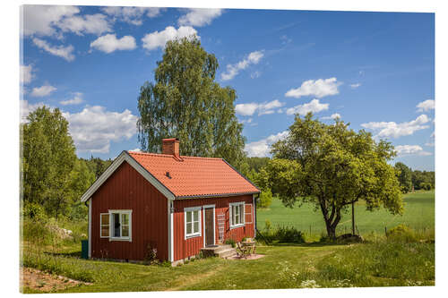 Acrylglasbild Idyllisches Sommerhaus in Schweden