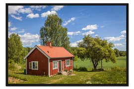 Gerahmter Kunstdruck Idyllisches Sommerhaus in Schweden