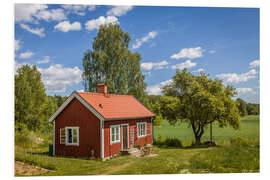 Foam board print Idyllic Swedish summer house