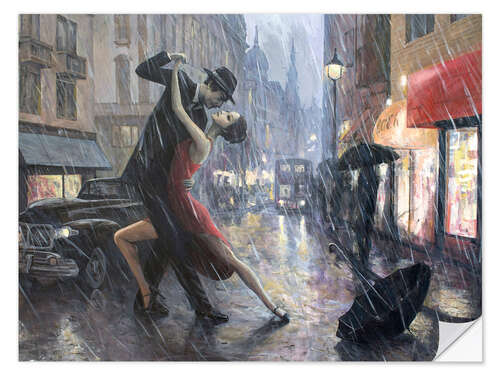 Selvklebende plakat Life is a Dance in The Rain II