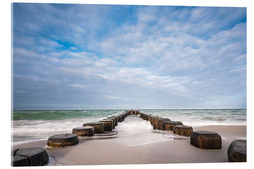 Stampa su vetro acrilico Groyne on shore of the Baltic Sea