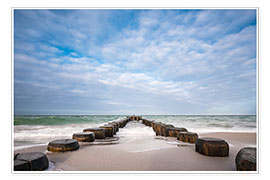 Póster Groyne on shore of the Baltic Sea