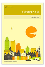 Poster  AMSTERDAM TRAVEL POSTER - Jazzberry Blue