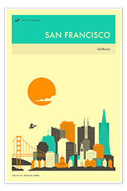 Veggbilde  SAN FRANCISCO TRAVEL POSTER - Jazzberry Blue