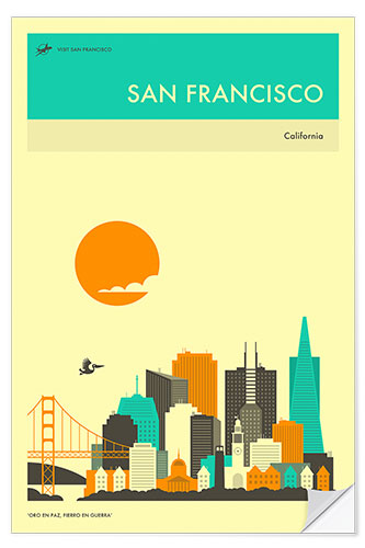 Selvklebende plakat SAN FRANCISCO TRAVEL POSTER