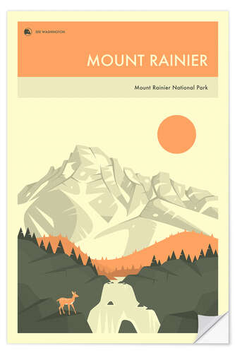 Selvklebende plakat MOUNT RAINIER NATIONAL PARK POSTER