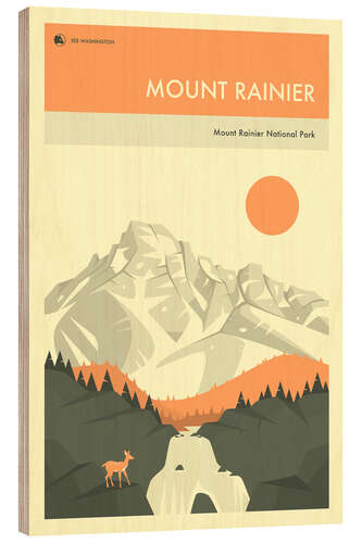 Wood print MOUNT RAINIER NATIONAL PARK POSTER