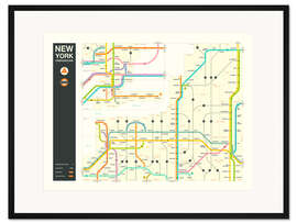 Gerahmter Kunstdruck NEW YORK STATE HIGHWAY MAP