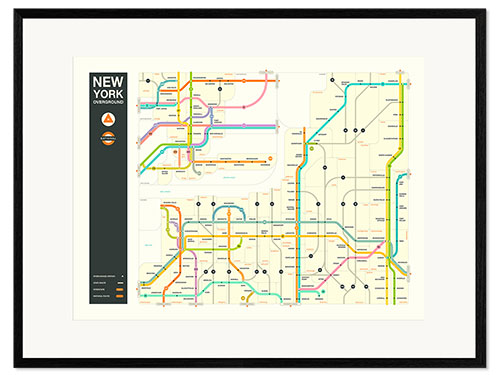 Kehystetty taidepainatus NEW YORK STATE HIGHWAY MAP