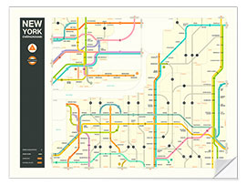 Vinilo para la pared NEW YORK STATE HIGHWAY MAP