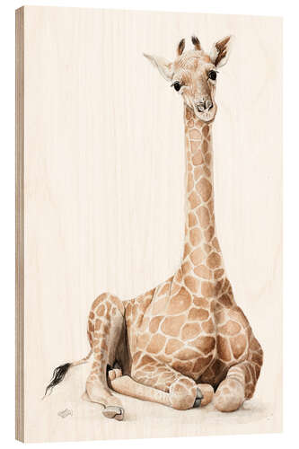 Wood print giraffenbaby