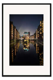 Gerahmter Kunstdruck hamburg bei nacht