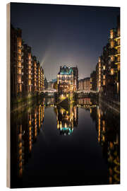 Holzbild hamburg bei nacht