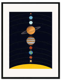 Ingelijste kunstdruk Our solar system (German)