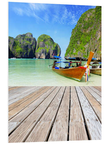 Tableau en PVC Bateaux dans les eaux turquoises, Thaïlande